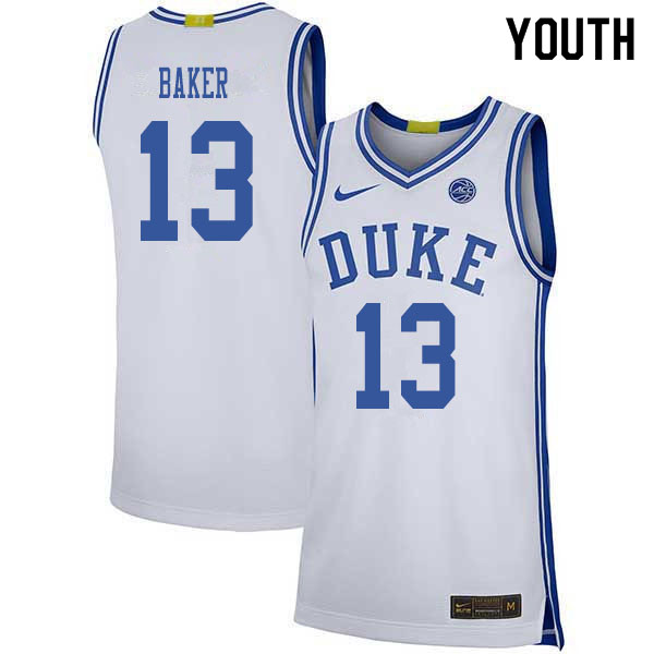 2020 Youth #13 Joey Baker Duke Blue Devils College Basketball Jerseys Sale-White - Click Image to Close